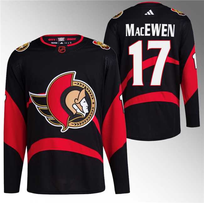 Men%27s Ottawa Senators #17 Zack MacEwen Black Reverse Retro Stitched Jersey->ottawa senators->NHL Jersey